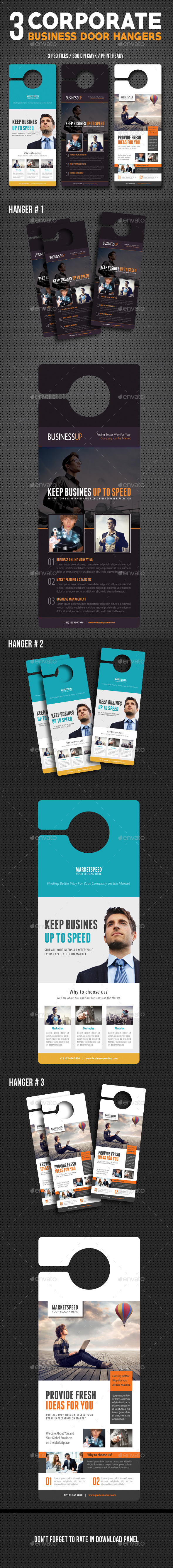 3 Corporate Business Door Hanger Bundle 03 - Miscellaneous Print Templates
