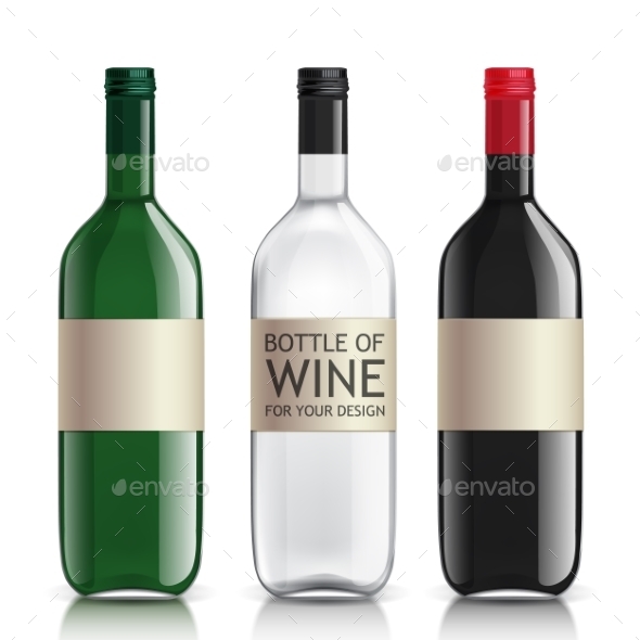Realistic Glass Bottles Empty Transparent Set Realistic Glass Bottles Empty Transparent Set