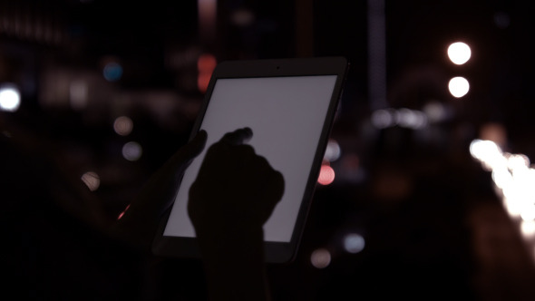 Touch Screen Tablet In Night City Touch Screen Tablet In Night City