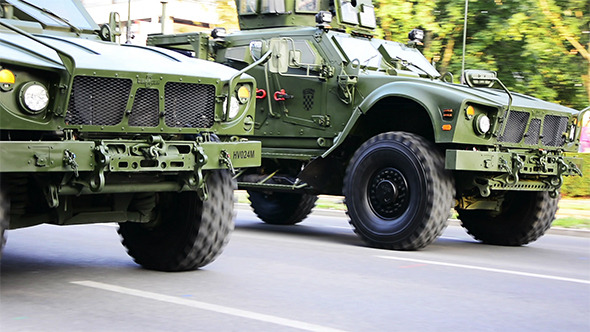 Army Trucks Passing