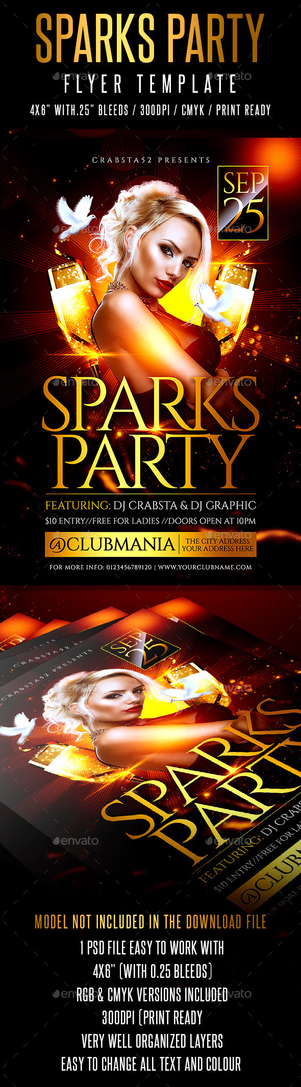 Sparks Party Flyer Template - Flyers Print Templates