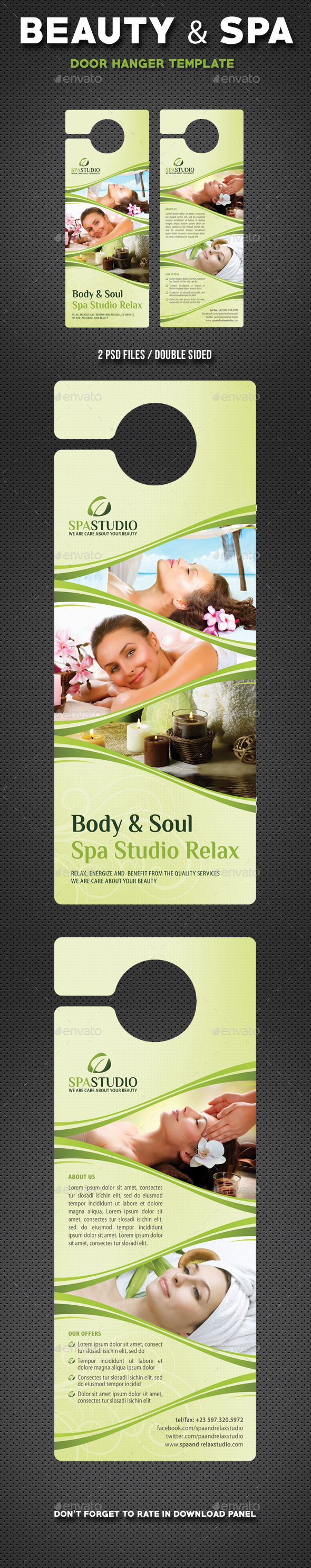 Beauty And Spa Door Hanger V1 - Miscellaneous Print Templates