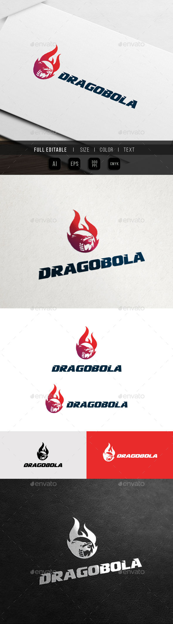 Dragon Flame - Fire Ball - Game Team Logo - Crests Logo Templates