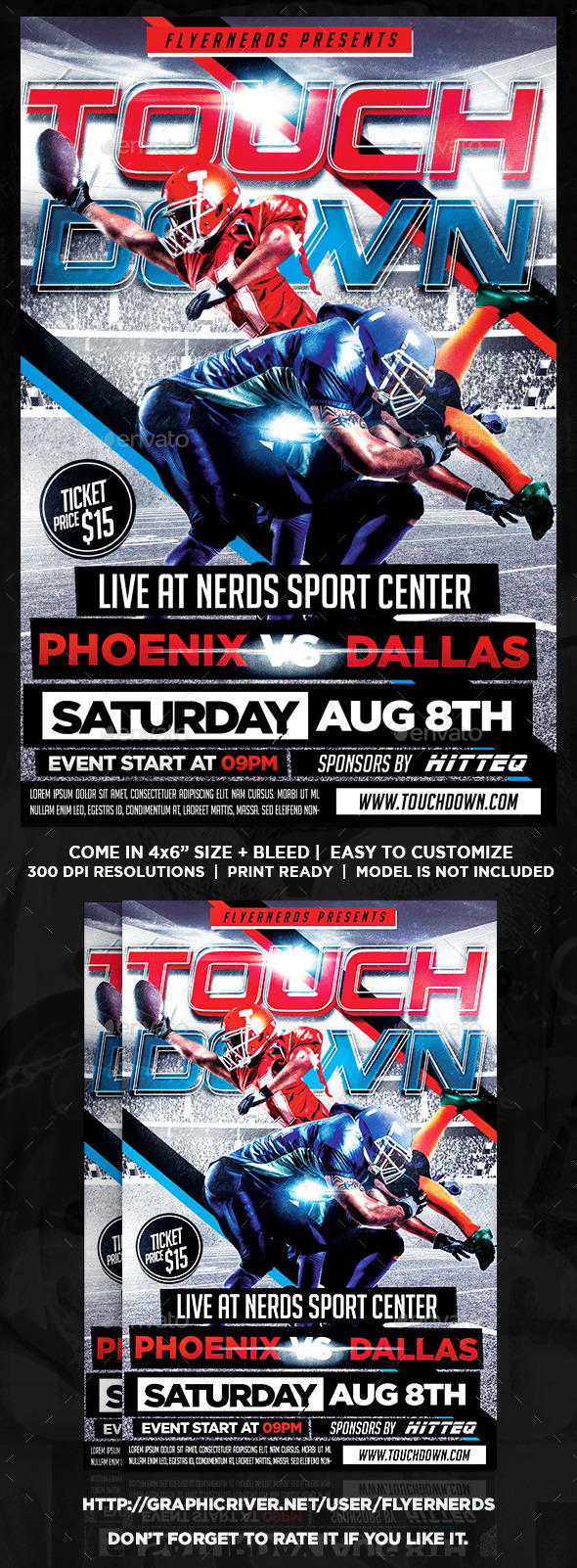 Touch Down American Football Sports Flyer - Sports Events