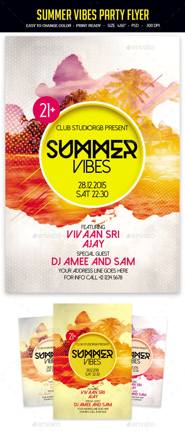 Summer Vibes Party Flyer - Clubs & Parties Events