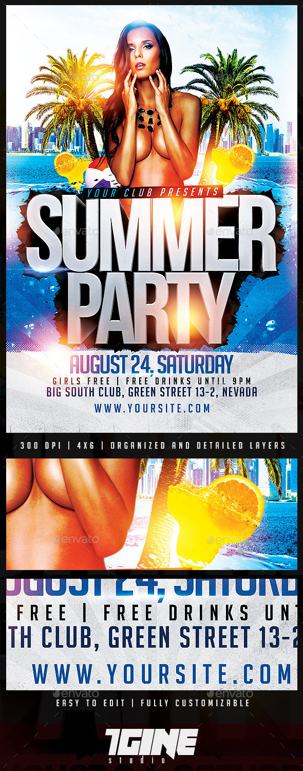 Summer Party Flyer Template - Clubs & Parties Events