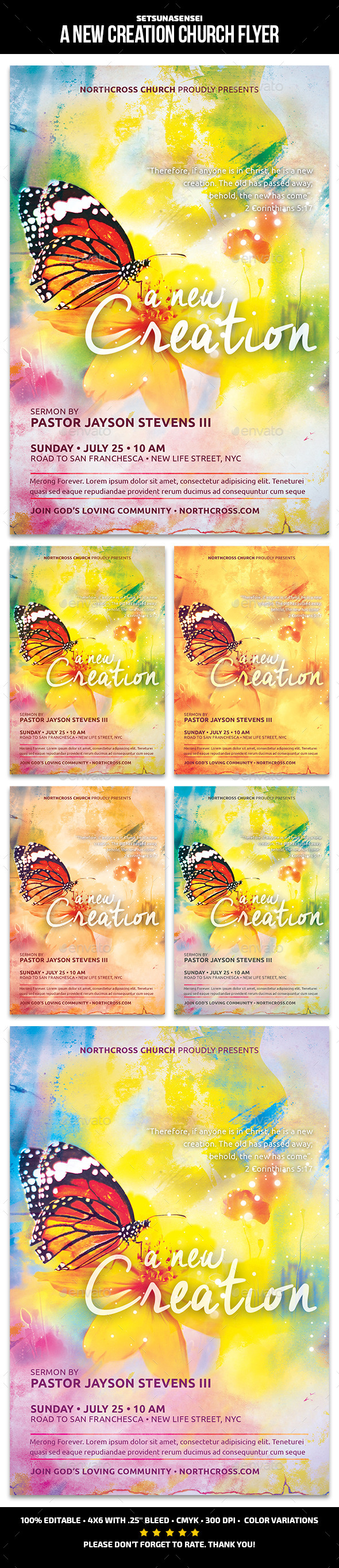 A New Creation Church Flyer - Church Flyers
