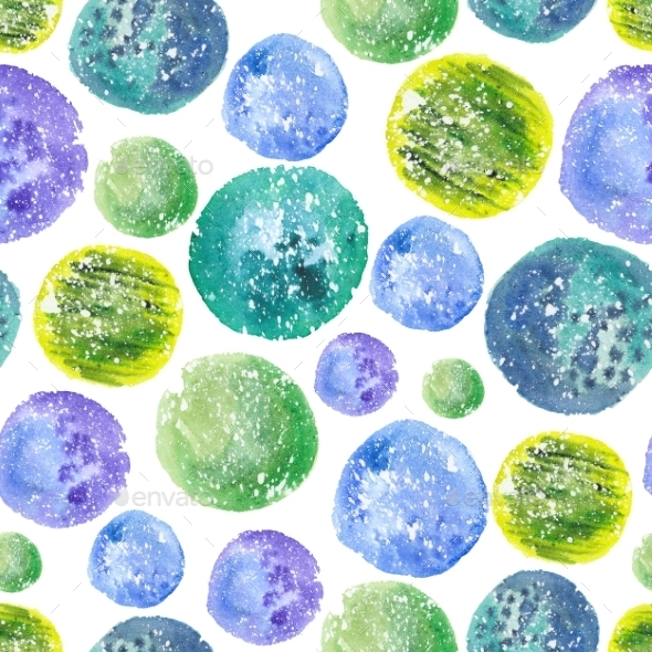Watercolor Circle Pattern In Aqua Colors - Patterns Decorative