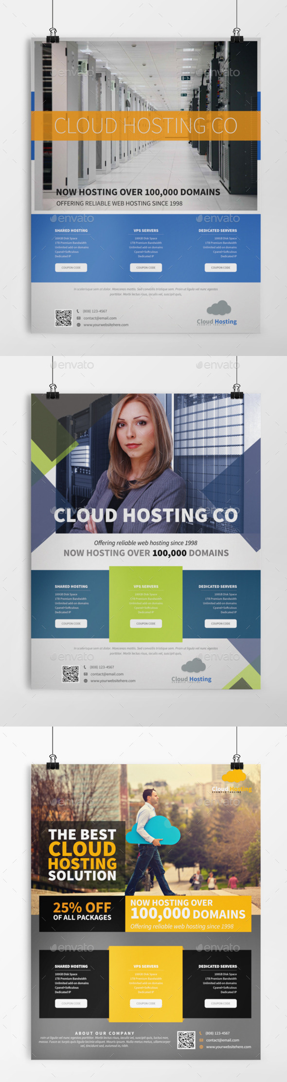 3in1 Web Hosting Flyer Bundle - Commerce Flyers