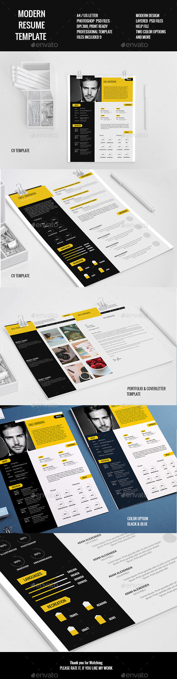 Modern Resume Set Template - Resumes Stationery