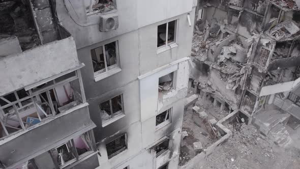 Borodyanka Ukraine  a Destroyed Building During the War Bucha District alt