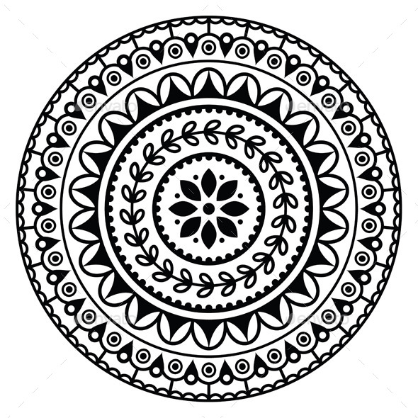 Mandala, Indian Inspired Round Geometric Pattern - Patterns Decorative