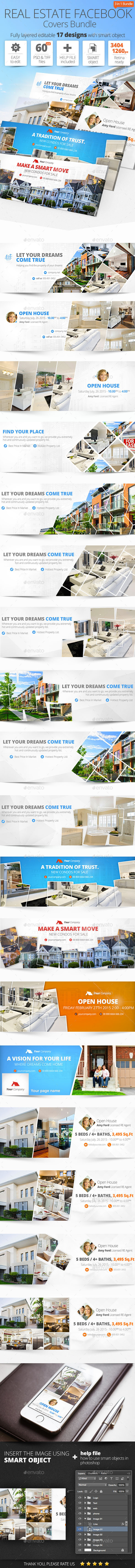 Real Estate Facebook Cover Bundle 17 Designs - Facebook Timeline Covers Social Media