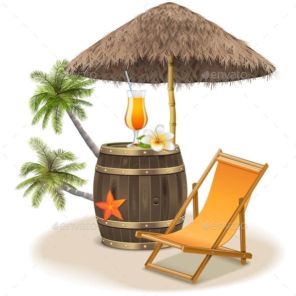 Vector Beach Bar Concept - Travel Conceptual