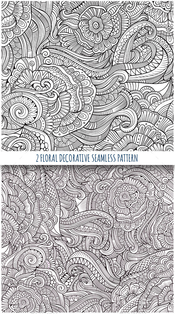 2 Floral Decorative Seamless Patterns - Patterns Decorative