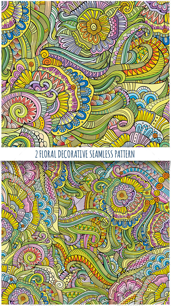 2 Floral Decorative Seamless Patterns - Patterns Decorative