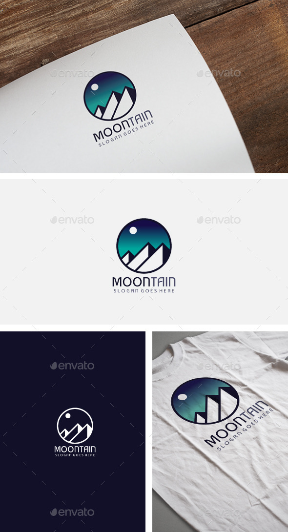 Mountain Moon Logo - Nature Logo Templates
