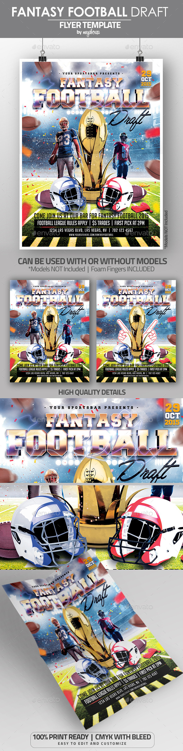 Fantasy Football Draft Flyer / Poster Template - Sports Events