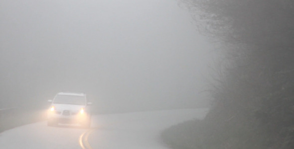Car Driving on Foggy Mountain Road 2 Car Driving on Foggy Mountain Road 2