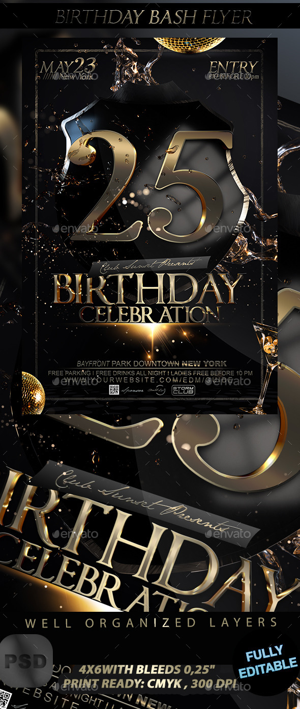 Birthday Bash Flyer - Events Flyers