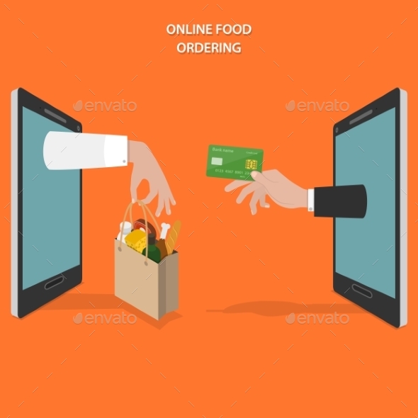 Online Food Ordering Flat Vector Concept. - Retail Commercial / Shopping