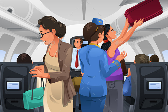 Passengers Lifting Their Carry-on Luggage - Travel Conceptual