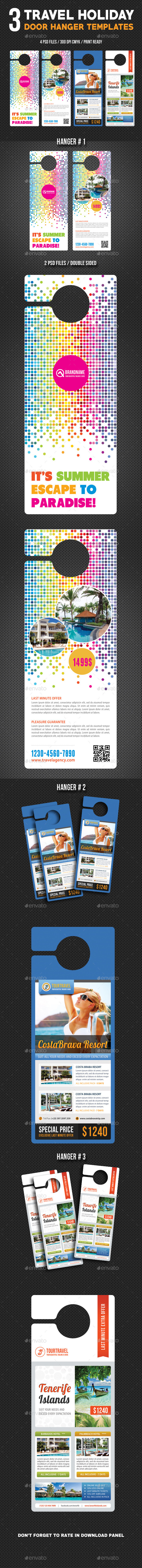 3 Travel Holiday Door Hanger Bundle 01 - Miscellaneous Print Templates