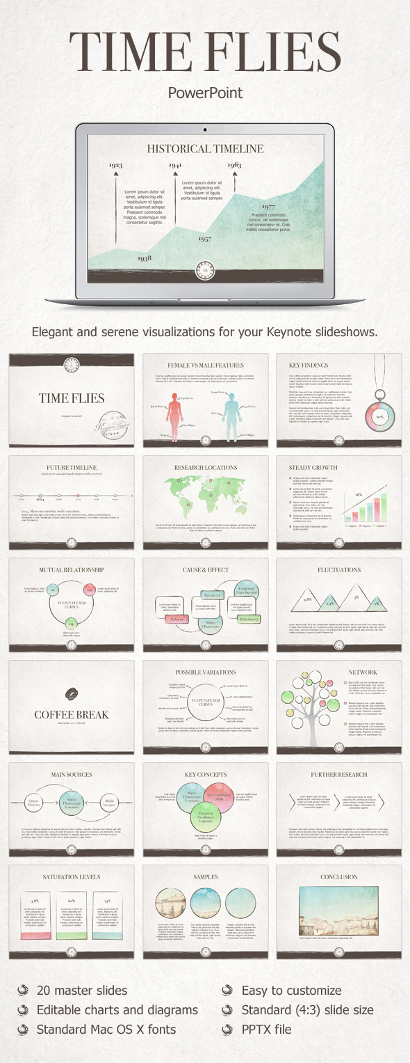 Time Flies PowerPoint Template - Presentation Templates