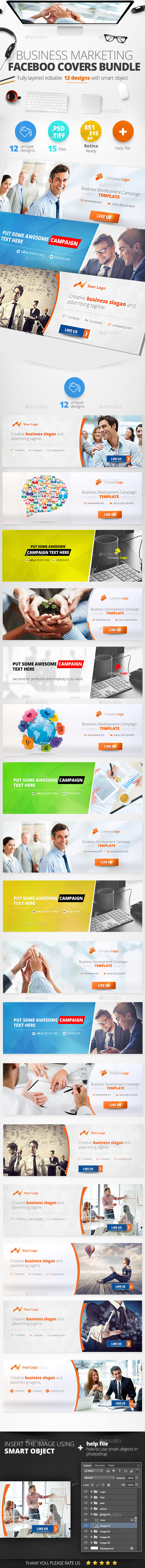 Corporate Facebook Covers Bundle 12 Designs - Facebook Timeline Covers Social Media