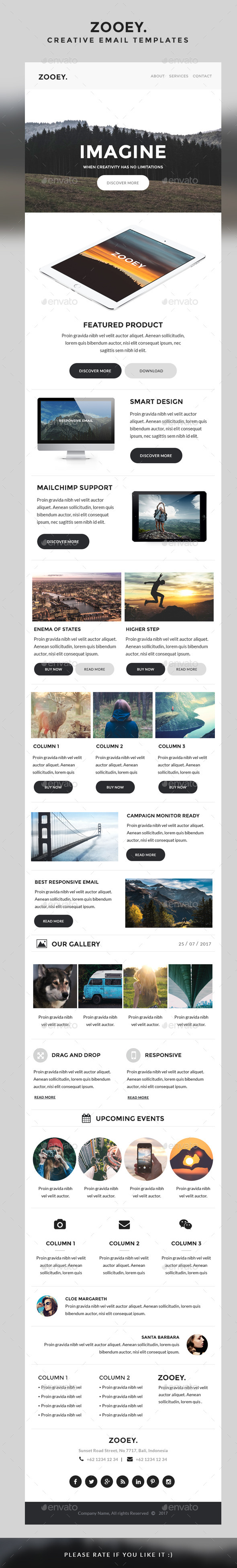 Zooey - Creative Email Templates - E-newsletters Web Elements