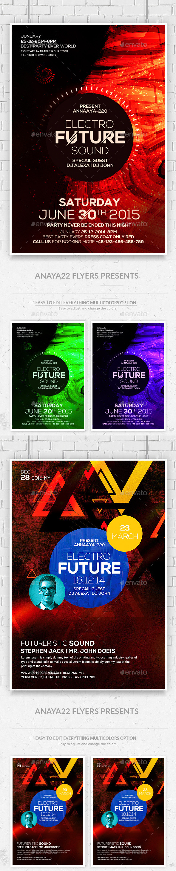 Futuristic Flyer Psd Bundle - Clubs & Parties Events