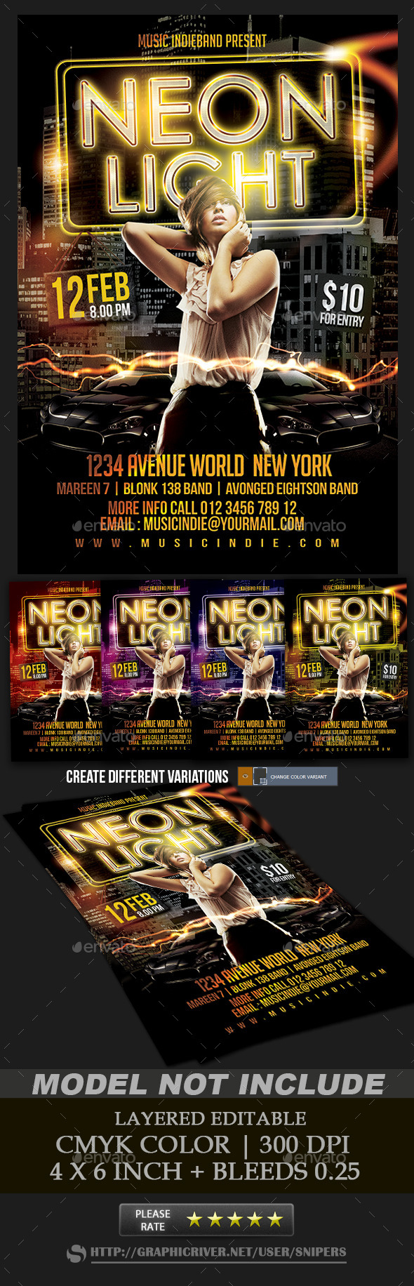 Neon Light Party - Events Flyers