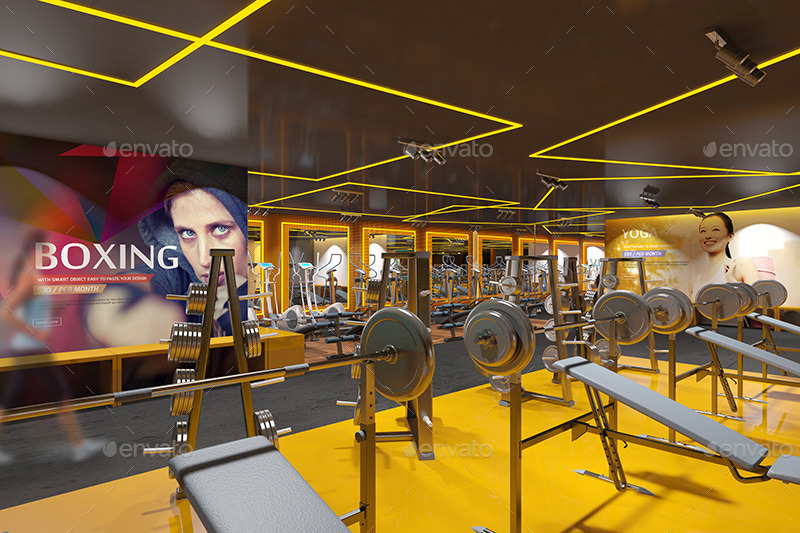 Download Fitness Gym Interior Design Branding Mockups By Wutip Graphicriver