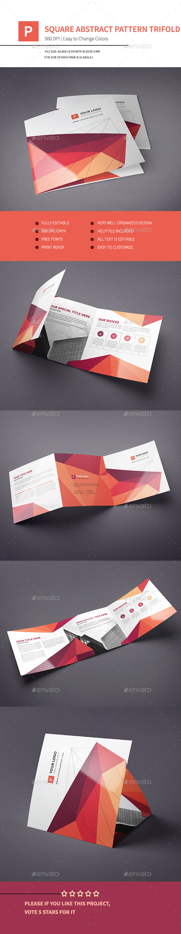 Square Abstract Pattern Trifold - Corporate Brochures