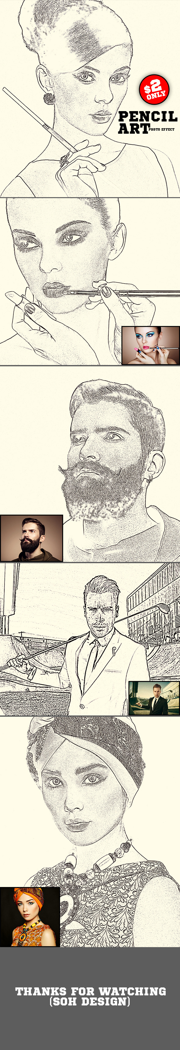 Pencil Art Photo Effect - Photo Effects Actions