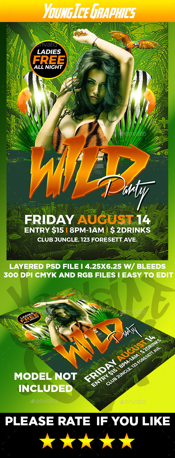 Wild Party Flyer Template - Clubs & Parties Events