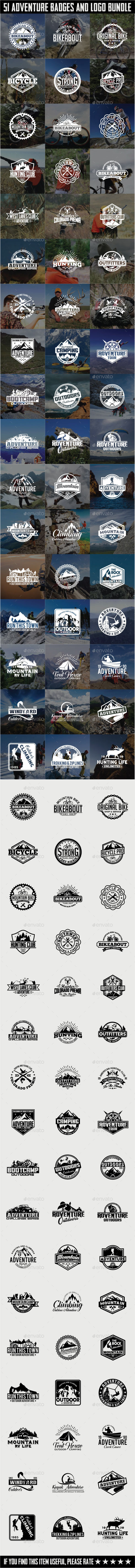 51 Adventure Badges and Logos Bundle - Badges & Stickers Web Elements