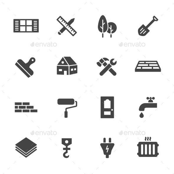 Construction Icons - Buildings Objects