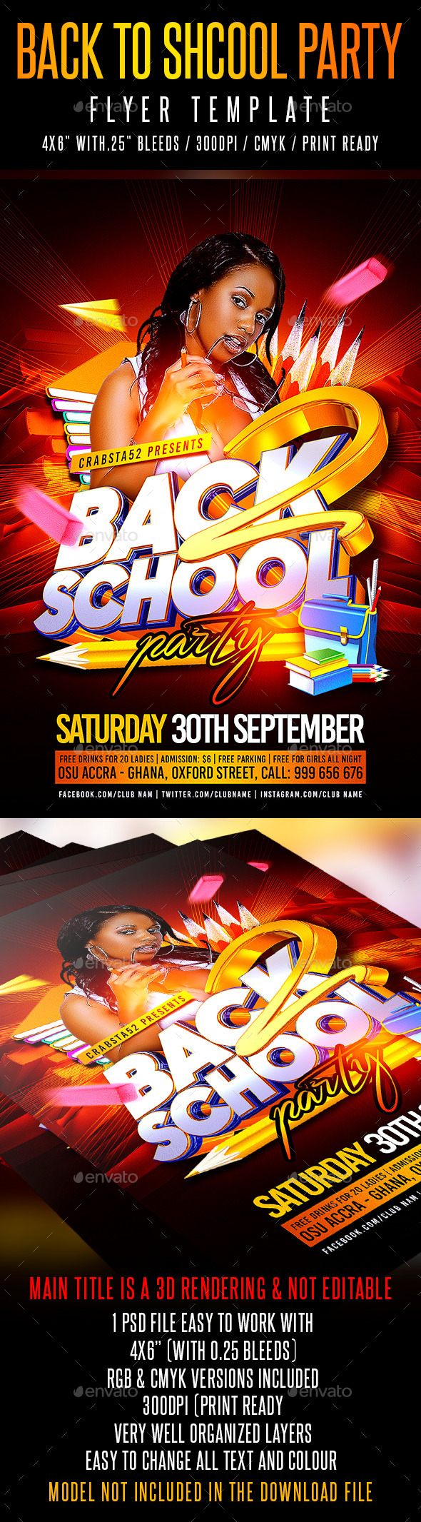 Back to School Party Flyer Template - Events Flyers