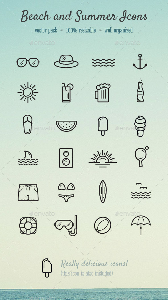 Beach and Summer Icons - Seasonal Icons