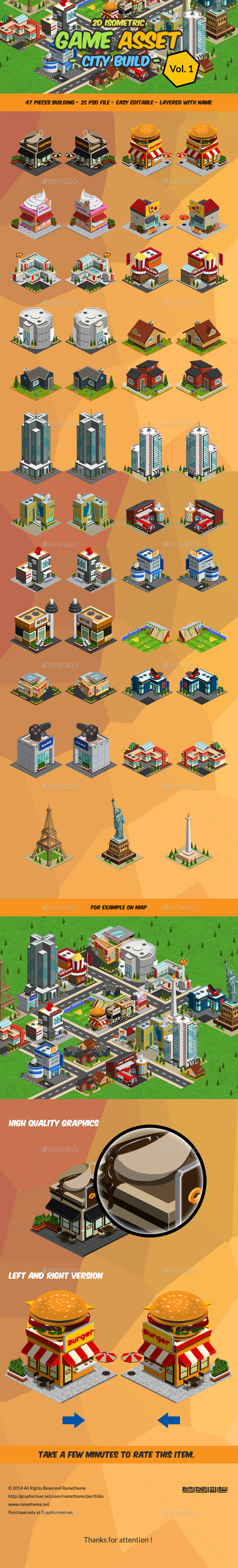 2D Isometric Game Asset - City Build Vol 1 - Tilesets Game Assets