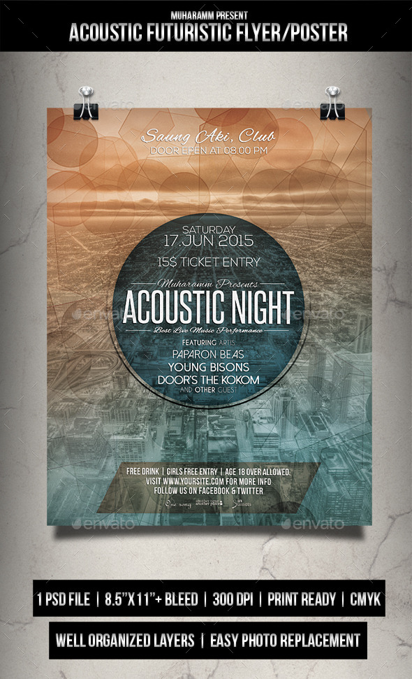 Acoustic Futuristic Flyer Poster Acoustic Futuristic Flyer Poster