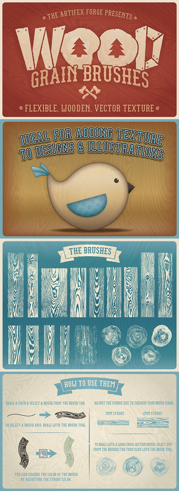 Wood Grain Brushes - Brushes Illustrator