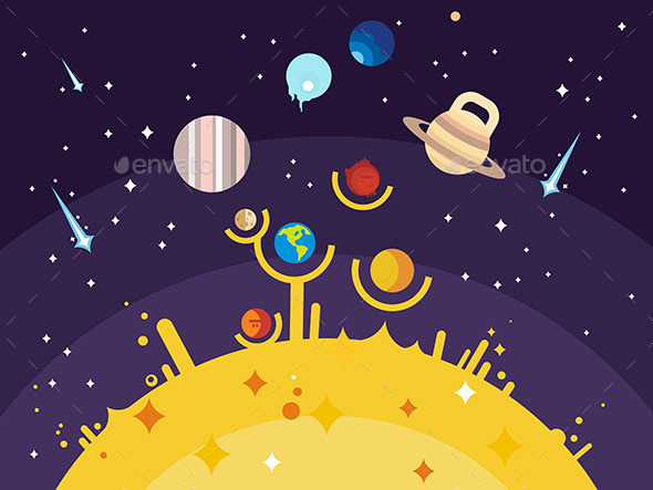 Solar System Flat Style - Miscellaneous Vectors