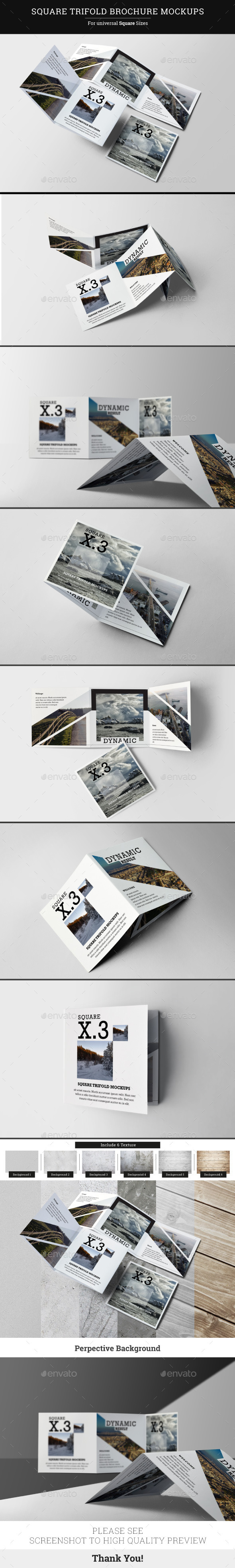 Download Square Trifold Brochure Mockups by kongkow | GraphicRiver