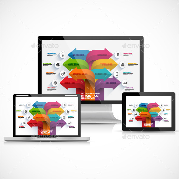 Abstract 3D Business Arrow Infographic - Infographics