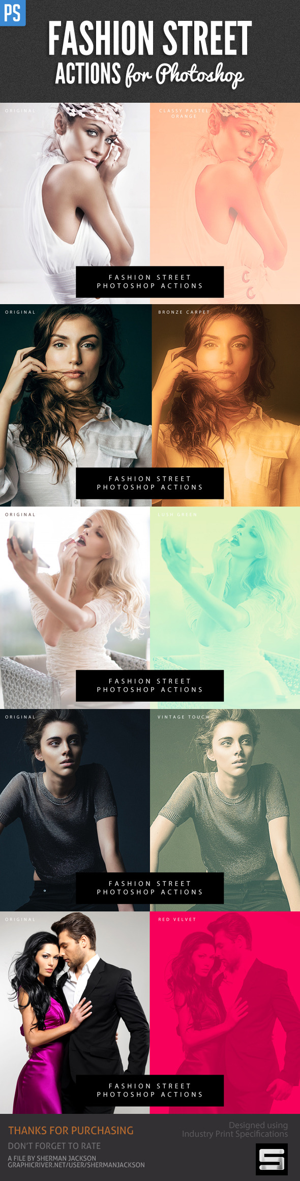 Fashion Street Actions for Photoshop - Photo Effects Actions