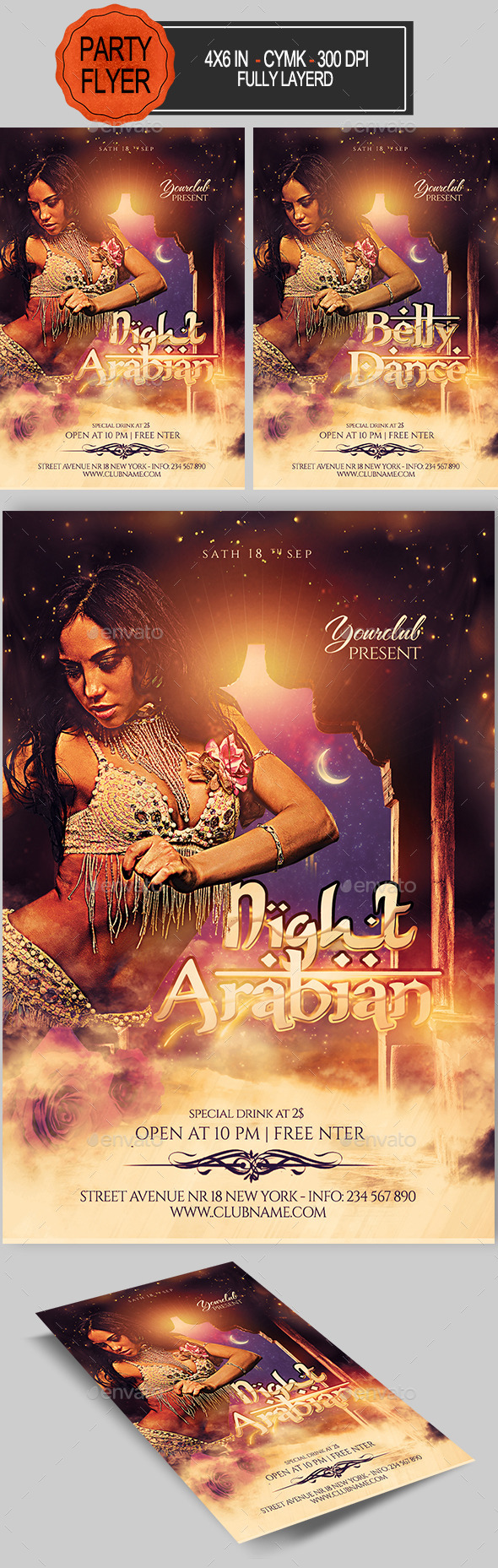 Arabian Belly Dance Party Flyer Arabian Belly Dance Party Flyer