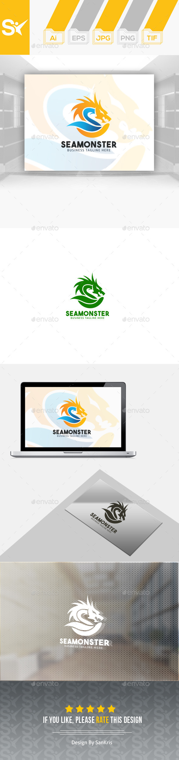 Sea Monster Logo - Symbols Logo Templates