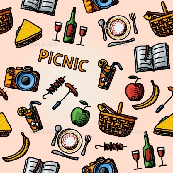 Color Hand Drawn Picnic Pattern - Patterns Decorative